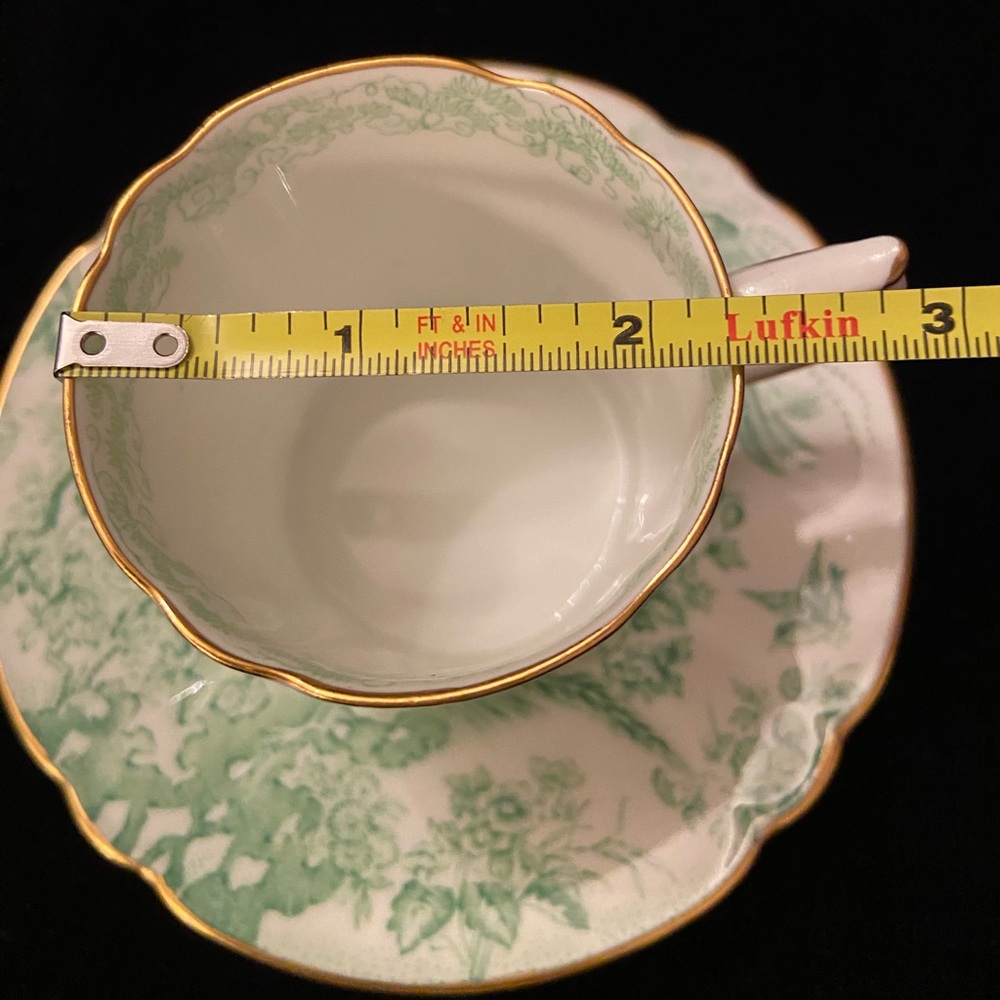 Green Aves by Royal Crown Derby Demitasse Cup & Saucer Vintage Toile - Picture 8 of 12